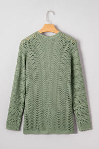 KaleaBoutique Stylish Scalloped Edge Eyelet Knit Batwing Sleeve Cardigan - KaleaBoutique.com