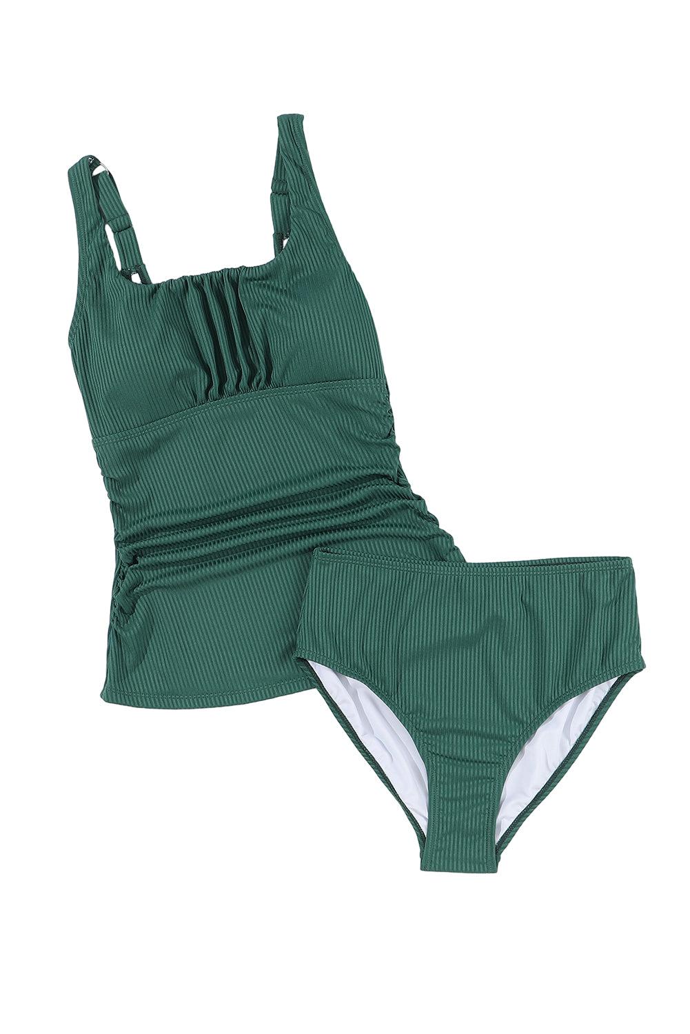 KaleaBoutique Stylish Comfortable Ruched U Neck Ribbed Tankini