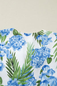 KaleaBoutique Comfortable Palm Floral Print Contrast Ribbon Knot Ruffle Tiered Sleeve Mini Dress - KaleaBoutique.com