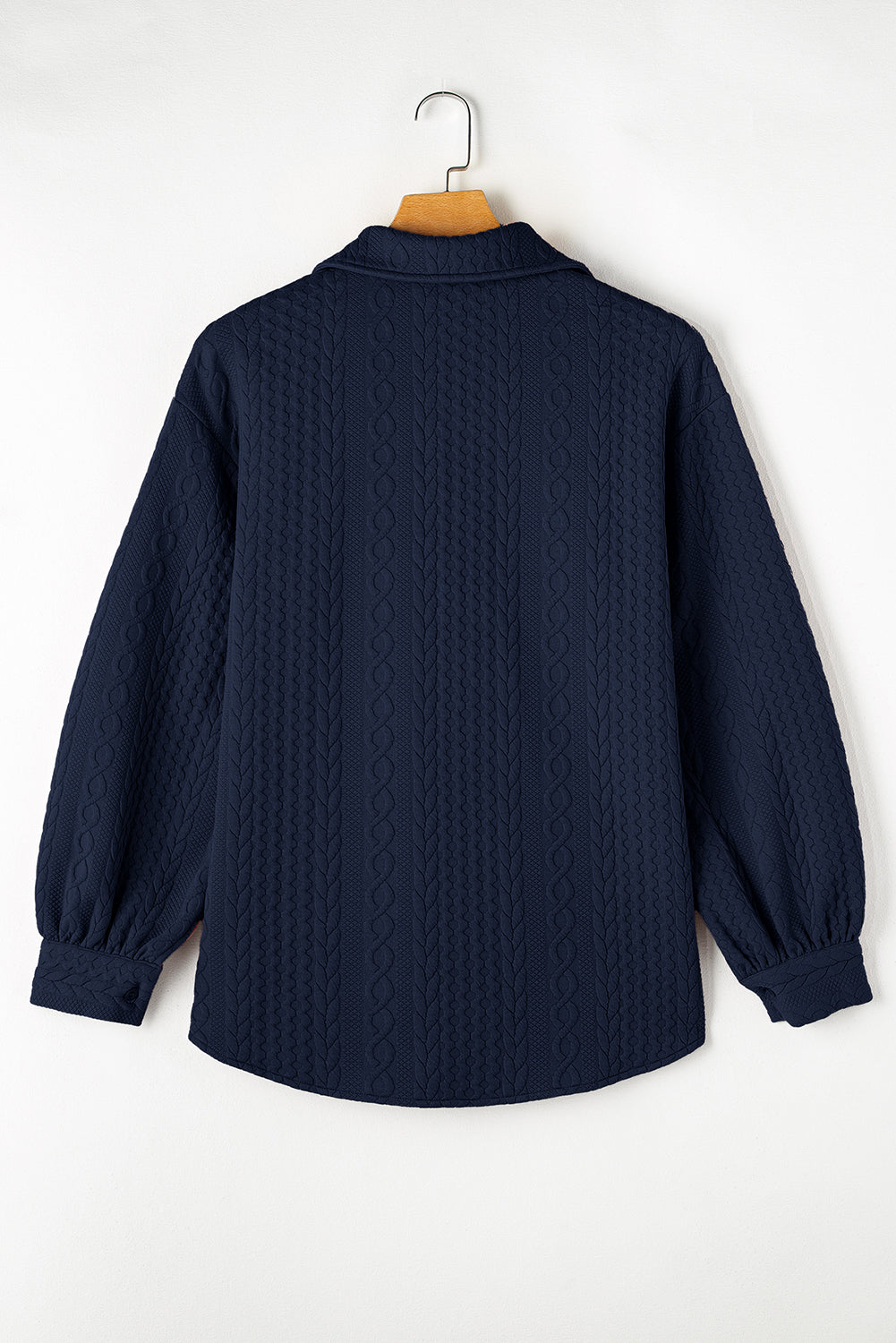 Cable Texture Puff Sleeve Loose Shacket - KaleaBoutique.com