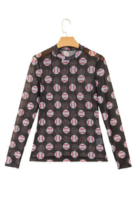 KaleaBoutique Stylish Baseball Game Day Sheer Mesh Long Sleeve Top - KaleaBoutique.com