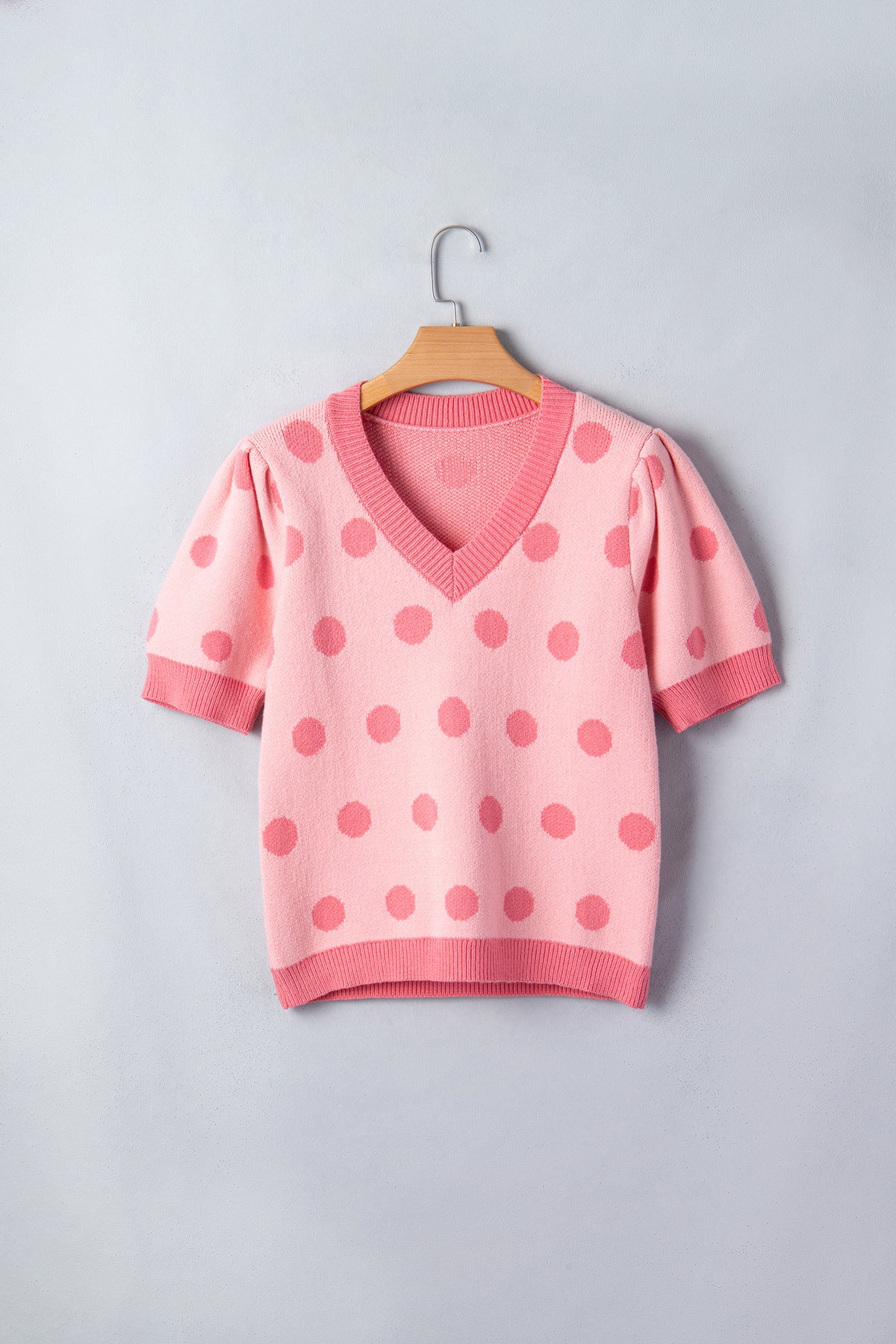 KaleaBoutique Comfortable Polka Dot Puff Short Sleeve Sweater Top - KaleaBoutique.com