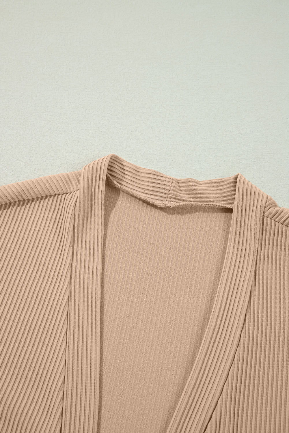 Lace Patchwork Ribbed Knit Open Front Duster Cardigan - KaleaBoutique.com