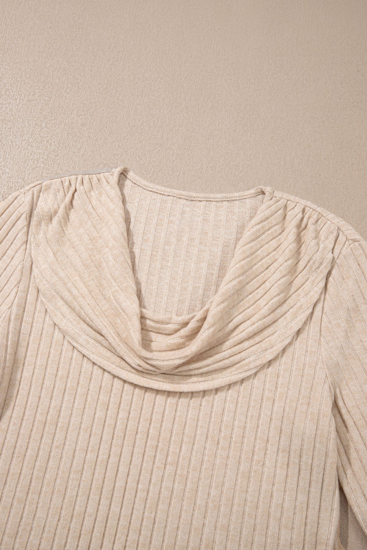 KaleaBoutique Stylish Solid Color Ribbed Knit Cowl Neck Long Sleeve Top - KaleaBoutique.com
