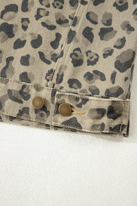 Retro Leopard Print Seam Detail Button Down Denim Jacket - KaleaBoutique.com