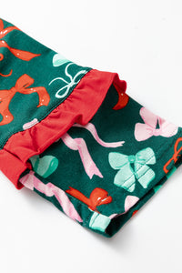 KaleaBoutique Stylish Festive Bow Print 2pcs Pajama Pant Set - KaleaBoutique.com