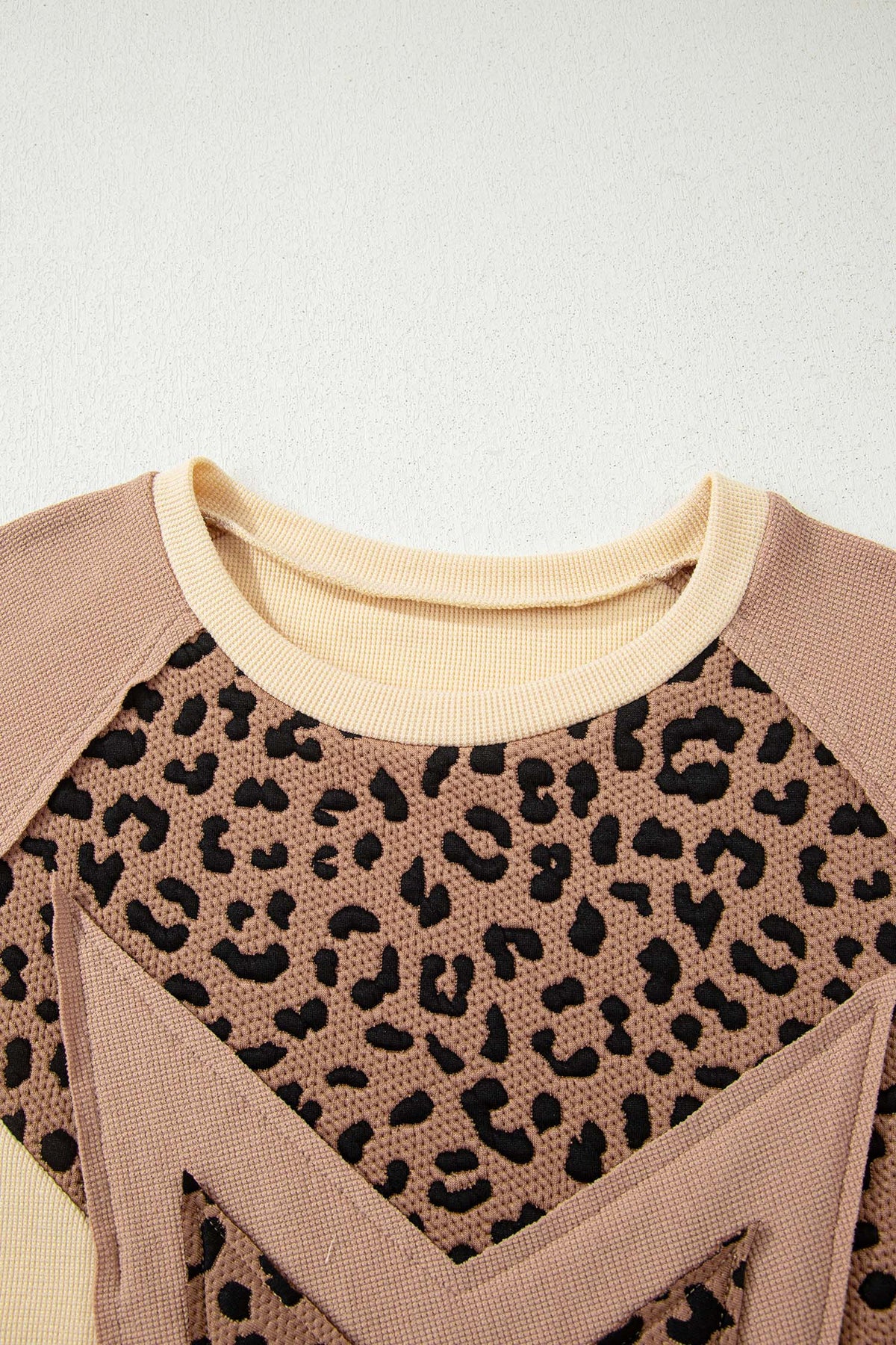 KaleaBoutique Stylish Leopard Star Color Block Patchwork Textured Baggy Sweatshirt - KaleaBoutique.com
