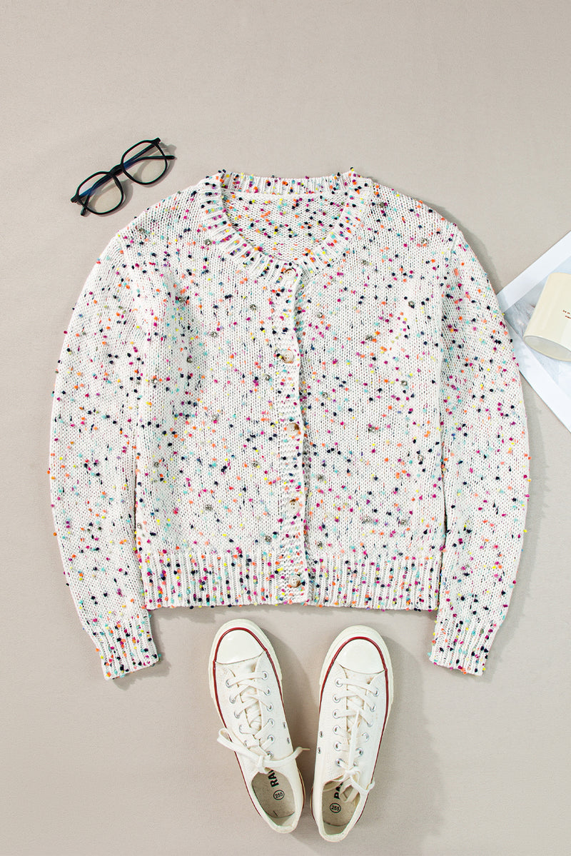 KaleaBoutique Rhinestone Decor Multicolor Confetti Sweater Cardigan - KaleaBoutique.com