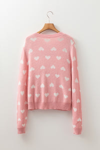 KaleaBoutique Comfortable Heart Pattern Button Front Cardigan Sweater - KaleaBoutique.com