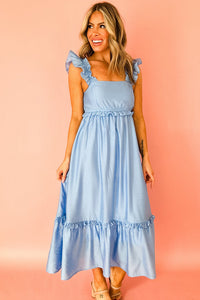 KaleaBoutique Stylish Solid Color Ruffle Trim High Waist Sleeveless Maxi Dress - KaleaBoutique.com