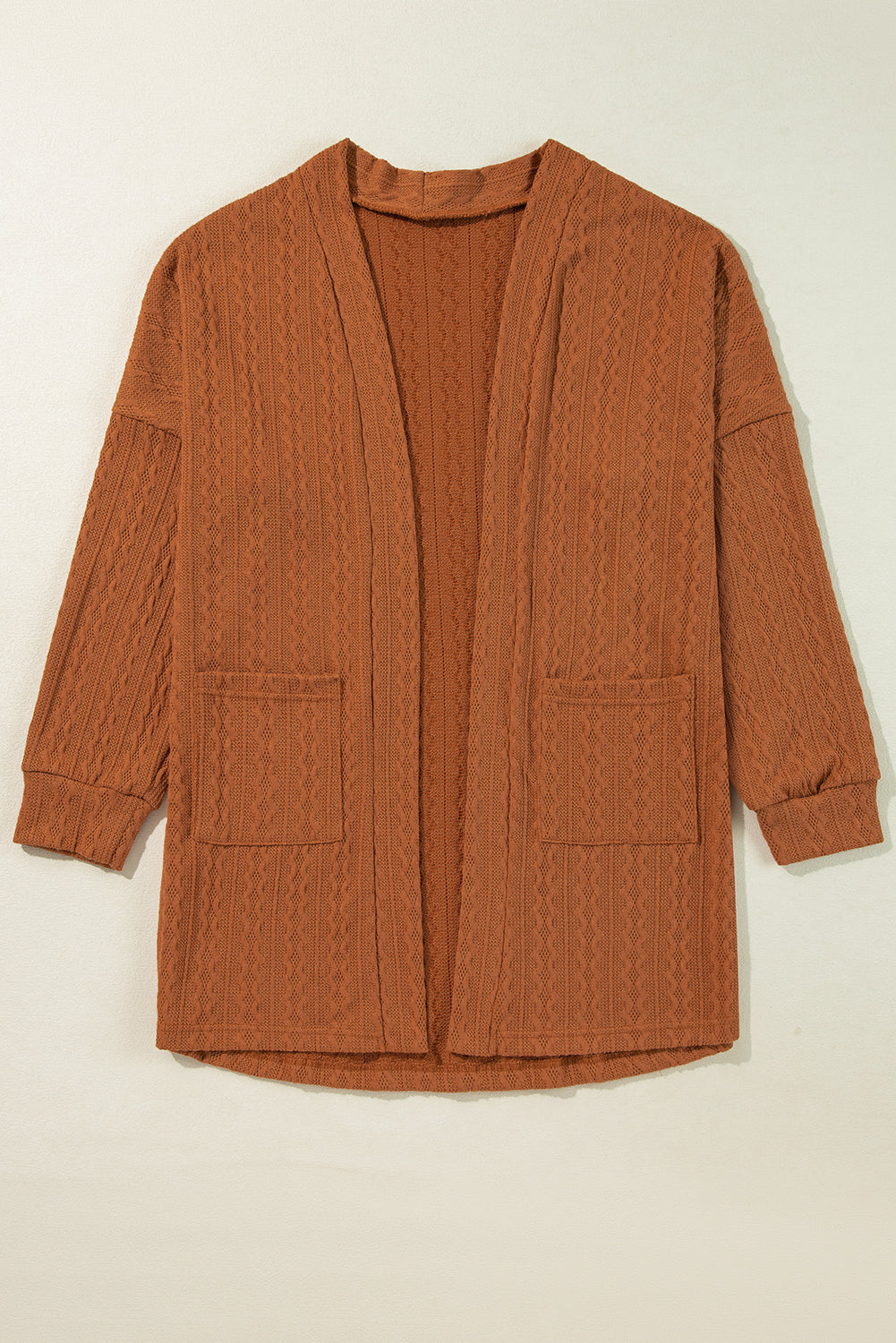 KaleaBoutique Stylish Textured Knit Side Pockets Open Front Cardigan - KaleaBoutique.com