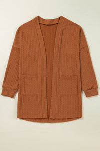 KaleaBoutique Stylish Textured Knit Side Pockets Open Front Cardigan - KaleaBoutique.com