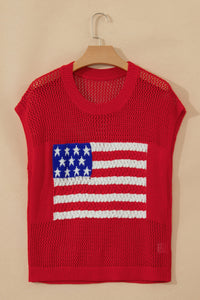 KaleaBoutique Stylish Flag Graphic Short Sleeve Sweater Top - KaleaBoutique.com