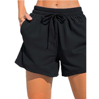 Women's Black Drawstring Swim Shorts with Pockets - KaleaBoutique.com