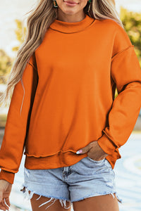 KaleaBoutique Comfortable Oversize Drop Shoulder Reversible Mock Neck Sweatshirt - KaleaBoutique.com