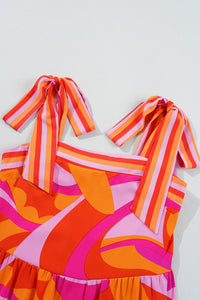 KaleaBoutique Stylish Abstract Print Knotted Shoulder High Waist Maxi Dress - KaleaBoutique.com