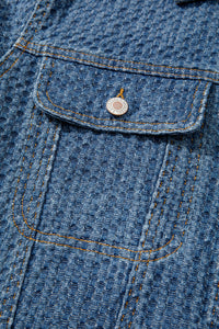 Double Flap Pocket Denim Textured Button Down Jacket - KaleaBoutique.com