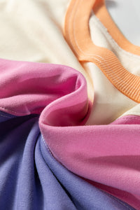 KaleaBoutique Stylish Color Block Patchwork Drop Shoulder Cropped Sweatshirt - KaleaBoutique.com