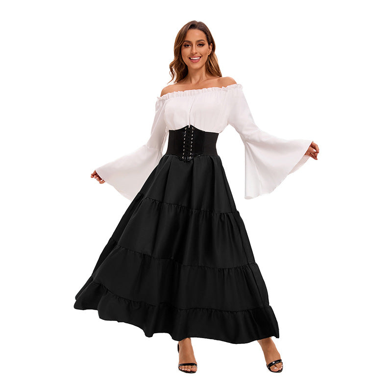 Womens Medieval Costume Vintage Court Long Dress - KaleaBoutique.com