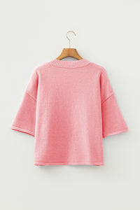 KaleaBoutique Comfortable 3/4 Sleeve Boxy Knit Button Down Sweater Cardigan - KaleaBoutique.com