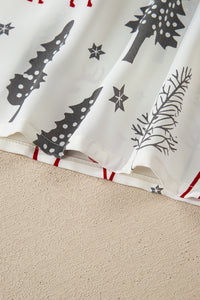 KaleaBoutique Comfortable Christmas Fashion Print Velvet Trim Bow Knot Pajama 2pcs Short Set - KaleaBoutique.com