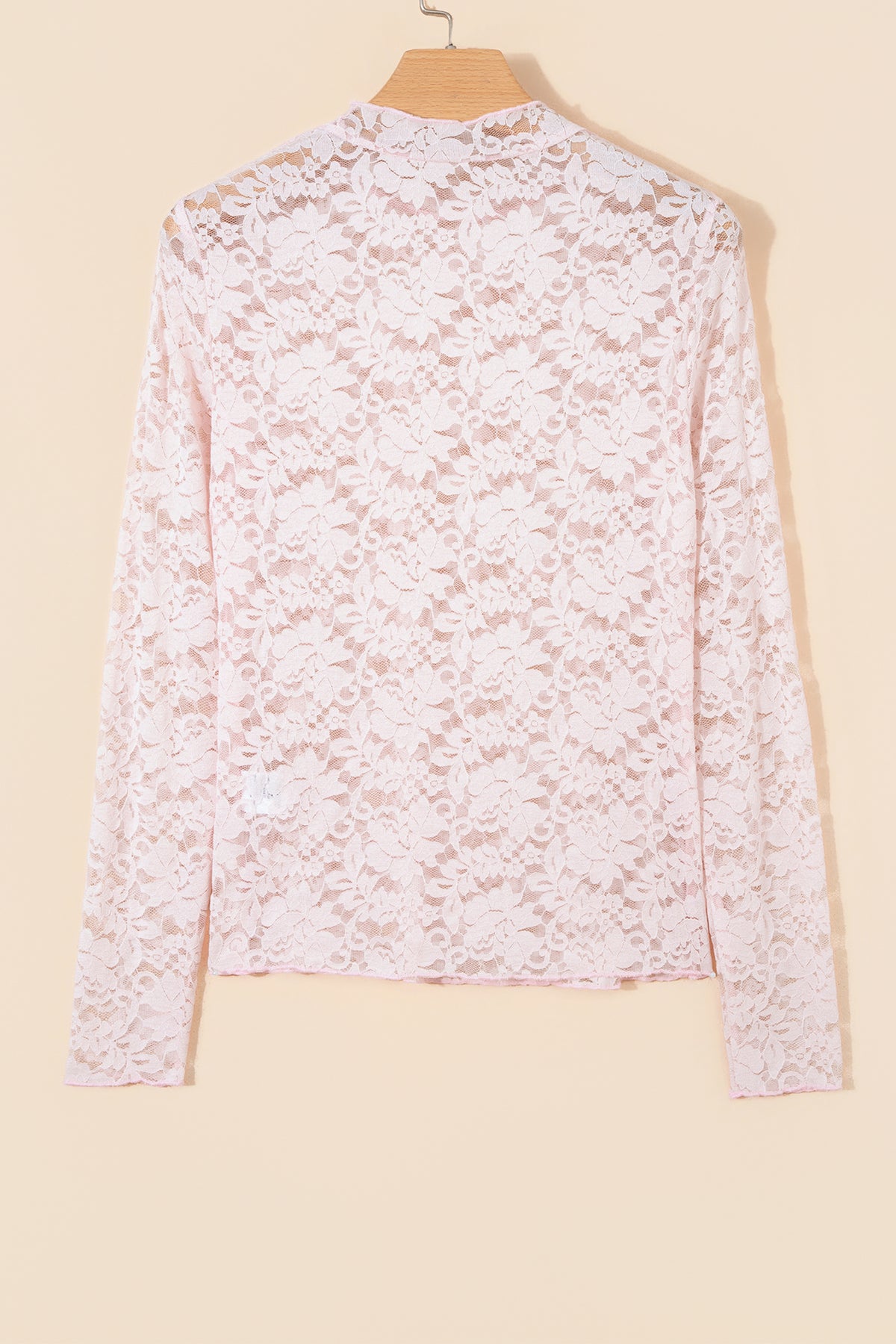 KaleaBoutique Stylish Floral Lace Long Sleeve Stand Neck Pullover Top - KaleaBoutique.com