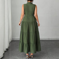 Fitted Mid-length Sleeveless Dress With A Belt - KaleaBoutique.com
