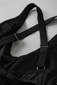 KaleaBoutique Stylish Crisscross Straps Tie Back Flared One Piece Swimsuit - KaleaBoutique.com