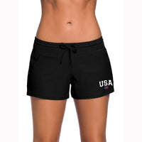 Women's Tie-Front Boxer Swim Shorts with Graphic Design - KaleaBoutique.com