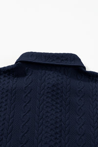 Cable Texture Puff Sleeve Loose Shacket - KaleaBoutique.com