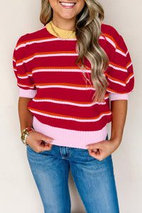 KaleaBoutique Stylish Colorblock Trim Half Sleeve Sweater Top - KaleaBoutique.com
