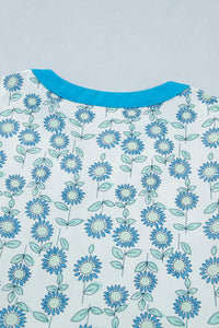 KaleaBoutique Stylish Floral Print Contrast Trim Flutter Sleeve Mini Dress - KaleaBoutique.com