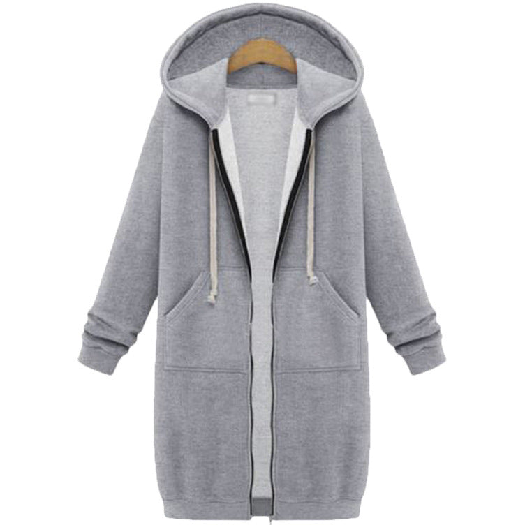 Women's Longline Full-Zip Hooded Sweatshirt with Pockets - KaleaBoutique.com