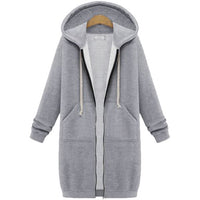 Women's Longline Full-Zip Hooded Sweatshirt with Pockets - KaleaBoutique.com