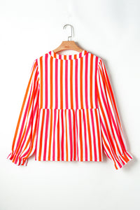 KaleaBoutique Stylish Balloon Sleeve Notched V Neck Buttoned Front Blouse - KaleaBoutique.com