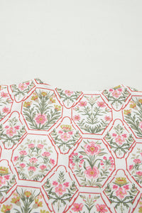 KaleaBoutique Comfortable Floral Print Tassel Tie V Neck Scalloped Detail Loose Mini Dress - KaleaBoutique.com