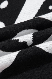 KaleaBoutique Stylish Geometric Ghost Color Block Trim Short Sleeve Knit Sweater - KaleaBoutique.com
