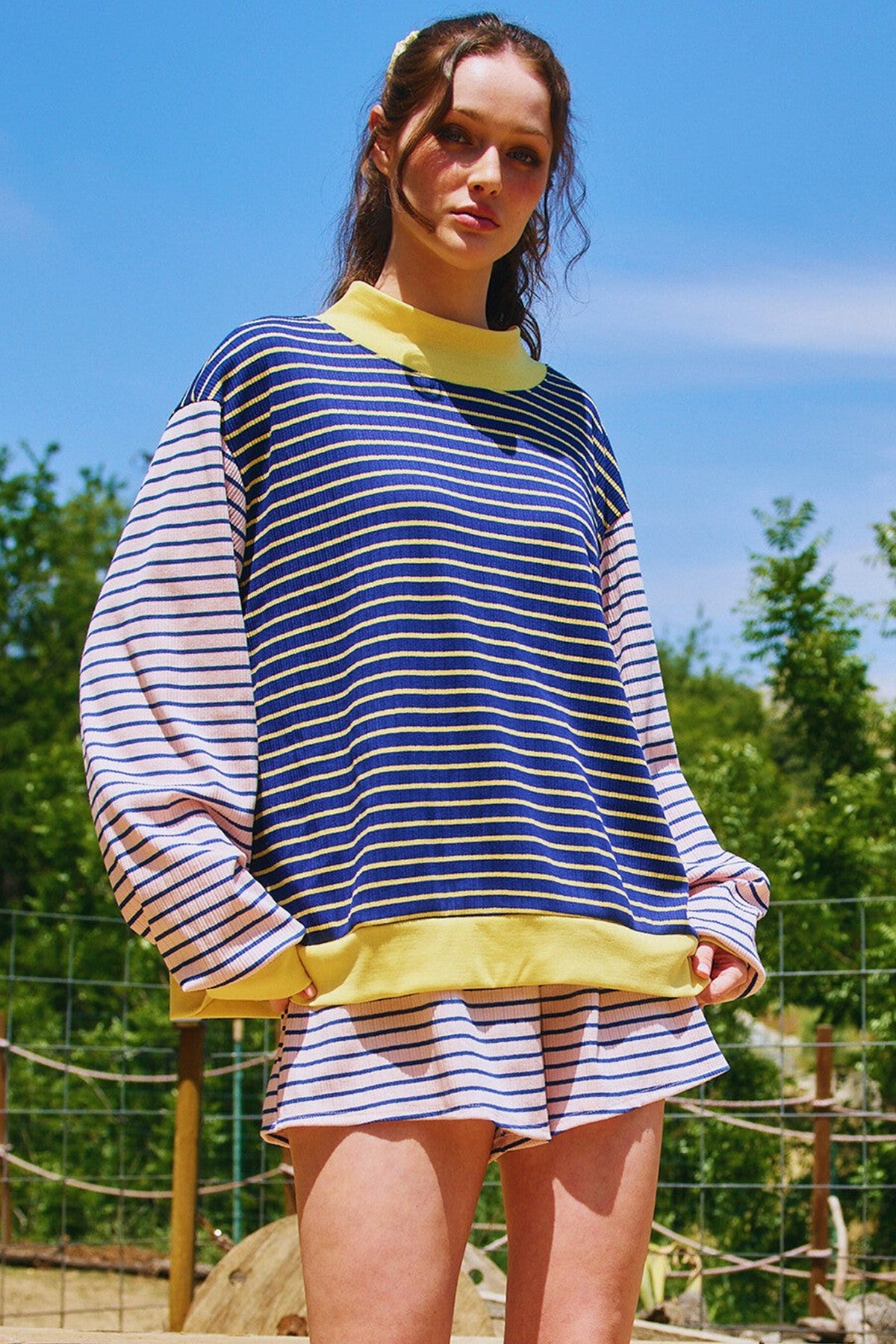 KaleaBoutique Stylish Contrast Long Sleeve Crew Neck Pullover Top - KaleaBoutique.com