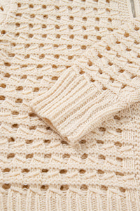 KaleaBoutique Stylish Hollowed Pattern Knit Zip Up Drop Shoulder Sweater Cardigan - KaleaBoutique.com