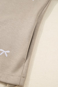 Contrast Bow Embroidered Zip Up Jacket Hoodie - KaleaBoutique.com