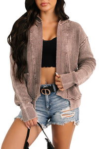 KaleaBoutique Stylish Mineral Wash Exposed Seam Patchwork Knit Open Sweater Cardigan - KaleaBoutique.com