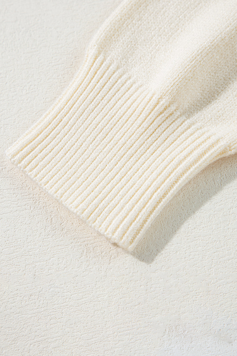 KaleaBoutique Boo Knitted Pattern Ribbed Edge Drop Shoulder Sweater - KaleaBoutique.com
