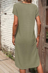 KaleaBoutique Stylish Waffle Texture Curved Hem Side Slit T-shirt Dress - KaleaBoutique.com