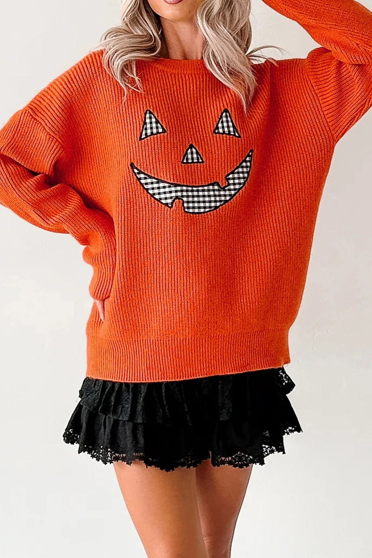 Drop Shoulder Long Sleeve Round Neck Halloween Sweater - KaleaBoutique.com