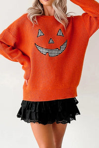 Drop Shoulder Long Sleeve Round Neck Halloween Sweater - KaleaBoutique.com