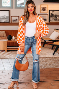 KaleaBoutique Stylish Checkered Open Front Drop Shoulder Cardigan - KaleaBoutique.com