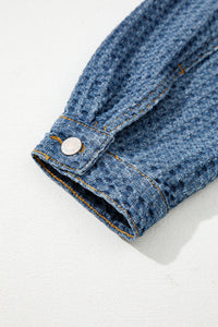 Double Flap Pocket Denim Textured Button Down Jacket - KaleaBoutique.com