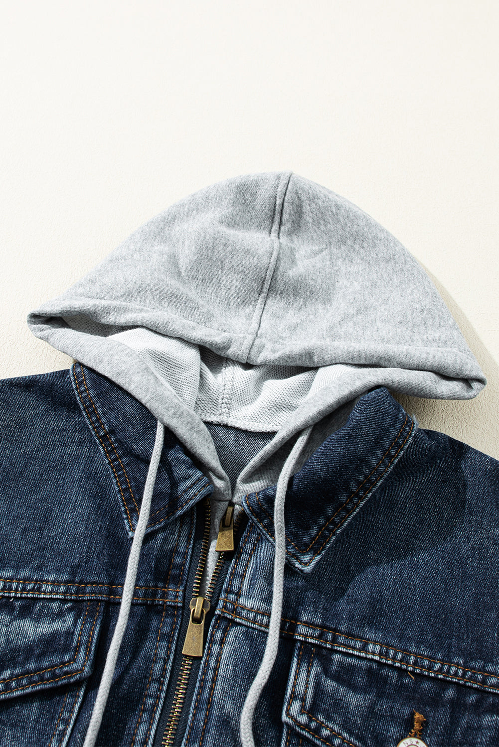 KaleaBoutique Classic Fake Two-Piece Hooded Zip-Up Denim Jacket - KaleaBoutique.com