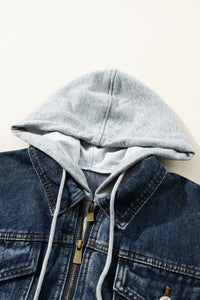 KaleaBoutique Classic Fake Two-Piece Hooded Zip-Up Denim Jacket - KaleaBoutique.com