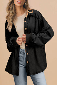 Waffle Knit Patchwork Exposed Seam Loose Shacket - KaleaBoutique.com